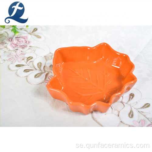 Multi Color Maple Leaf Form Ceramic Fruit Dish